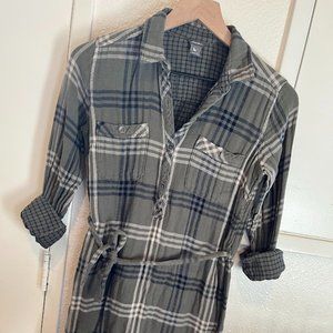 Eddie Bauer Fremont Flannel Shirt Dress Green/grey, small